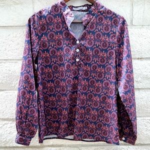 Misslook paisley like print long sleeve blouse — size small